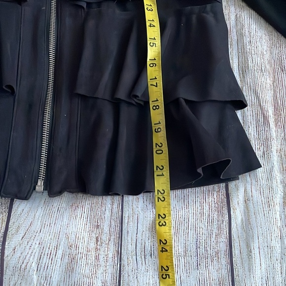 INC International Concepts Black Faux Suede Tiered Ruffle Jacket M Bell Sleeves - Picture 8 of 10
